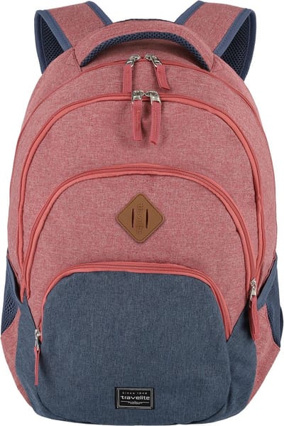 travelite Vrije tijd rugzak Rugzak met laptopvak Basic Melange Backpack 22L Red / Marine Rood Blauw