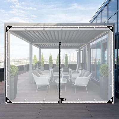 Transparant Dekzeil Zijpanelen Met Ritssluiting,Buiten Doorzichtig Zeildoek Gordijn Waterdicht,Weerbestendig Pvc Dekzeil Met Oogjes,Voor Pergola Gazebo Patio Veranda Carport,L×H-3.5×2.5m(11.5*8.2ft)