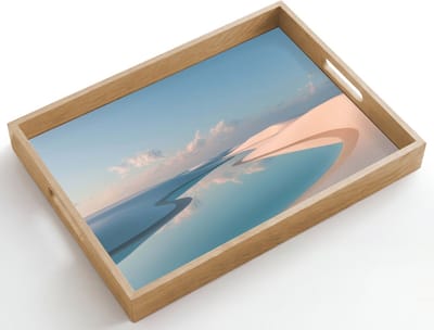 Dienblad hout 50x35 cm - Schootdienblad - Duinen - Waterplas - Oneindige rust - Borrelplank rechthoek - Plateau dienbladen