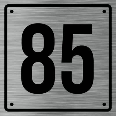 Huisnummerbord 85 - Incl. Schroeven en Pluggen – Acrylaat - 10 x 10 cm - RVS met Zwart