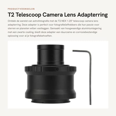 Dailygoods - T2 Telescoop Camera Lens Adapterring - Astrofotografie - Metaal - Duurzaam - E-Mount - Zwart