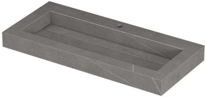 INK Pitch Wastafel Keramische Slab Centraal met Drain en Front en Side Skirts 1 Kraangat - 1000x450x90 mm - Armani Grey Mat