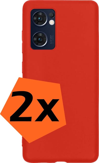 Hoes - 2 Stuks - Geschikt voor OPPO Find X5 Lite - Sterk & Shockproof - Case Siliconen - Back Cover - Telefoon Hoes - Rood