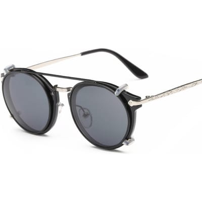 Lunettes de Soleil Steampunk à Double Couche Rabattables Protection Solaire Lunettes de Soleil à Rabat Noir Lunettes Punk Double Usage Activité Extérieure Soleil