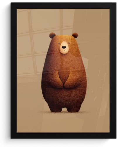 Poster in lijst - Fotolijst 30x40 cm - Posters - Beer - Minimalistisch - Bruin - Posterlijst zwart - Decoratie - Wanddecoratie woonkamer - Muurdecoratie slaapkamer
