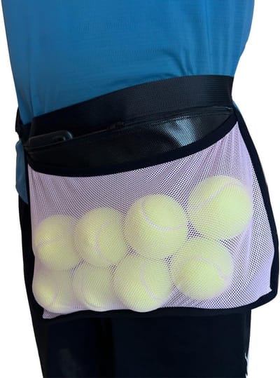 Tennis en Pickleball Ballenhouder, Heuptas voor Sportaccessoires, Opbergzak voor Golf en Tennisballen - Zwart, Groot, Geschikt voor 8 Ballen, Functioneel en Handig