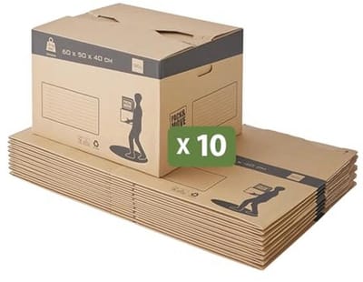 Verhuisdozen met Automatische Bodem 60 x 50 x 40 cm - Max. Belasting 30 kg, FSC-gecertificeerd en 70% Gerecycled Karton