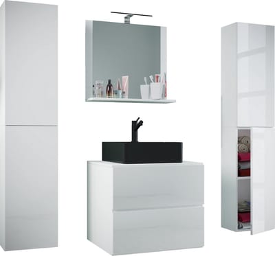 5-delig wastafelmeubel Badmeubelset Wastafel Lendas BL breedte 60 cm XL lade