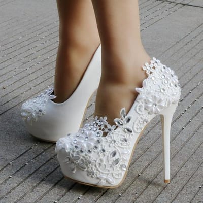 Elegante Lente Herfst Sexy Zoete Bruiloft Pumps Ronde Neus Dames Pumps Platform Dunne Hoge Hak Witte Rode Schoenen Vrouwelijk 37 white