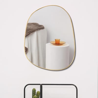 Asymmetrische Wandspiegel met Goudkleurige Lijst - Moderne Ingelijste Spiegel voor Woonkamer en Badkamer