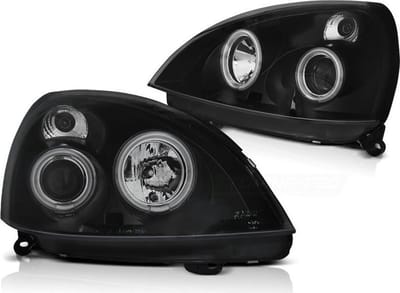 Koplampen dual halo rims RENAULT CLIO II 06 01-09 05 ANGEL EYES CCFL ZWART