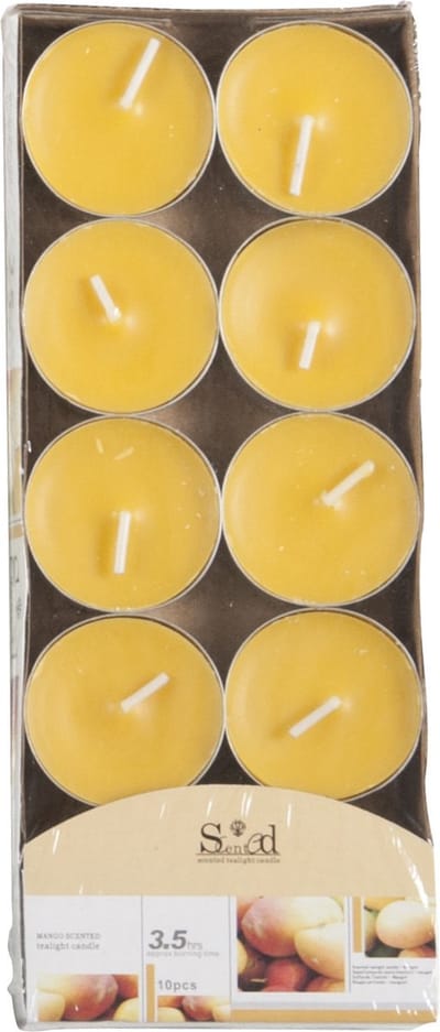 Arti Casa Geurtheelichtjes - 10x stuks - mango - geel - was/paraffine - 3,5 uur