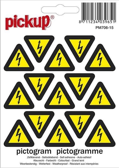 Mini picto's 2,5 cm 15 per vel - Gevaarlijke elektrische spanning
