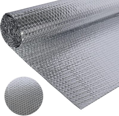 Dubbelzijdige aluminiumfolie voor isolatie - 60 cm x 4,6 m - 3 mm dikke reflectiefolie voor warmte-isolatie