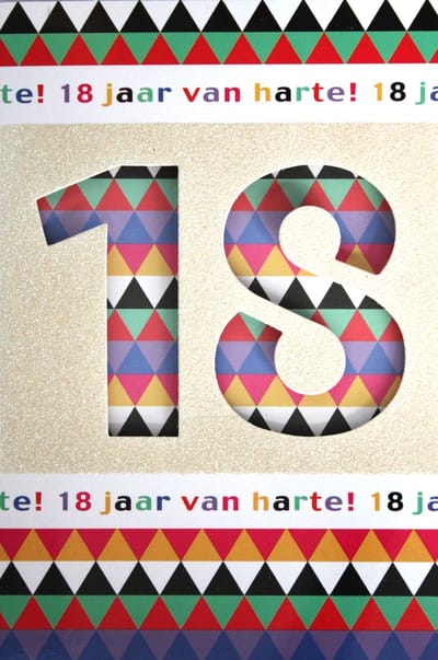 Luxe Wenskaart 18 Jaar - Art of Cards - 213179 - 11.5x17cm - Gratis Verzonden