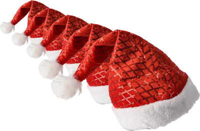 Kerstmutsen set van 5 Luxe | Perfect voor Kinderen en Volwassenen | Zacht Rood met Witte Band | 100% Polyester | Wasbaar | Hoofdmaat 54-56 | Afmetingen 40 x 30 cm | Ideaal voor Feestelijke Outfits