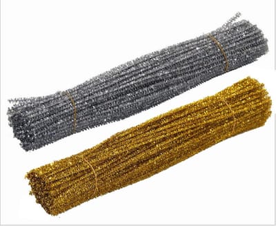 200 Stuks Buigzame Knutseldraden - Glitter Chenille Stengels voor Kerst, Feest en DIY Decoratie