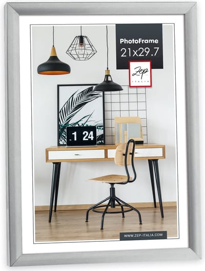 Zep Fotolijst - zilver - kunststof - voor foto van 21 x 29 cm - staand / hangend