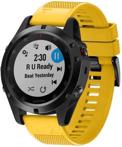 Shop4 - Geschikt voor Garmin Fenix 5S Bandje (ook Plus) - Siliconen Geel