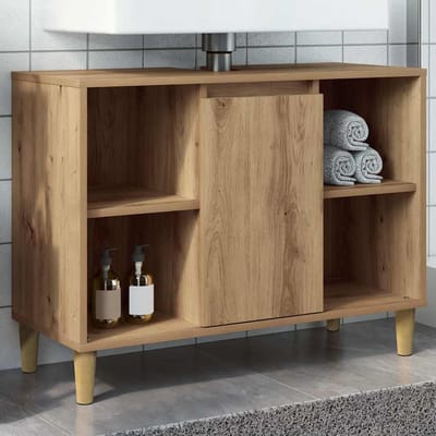 vidaXL - Badkamerkast - 80x33x60 - cm - bewerkt - hout - artisanaal - eikenkleur