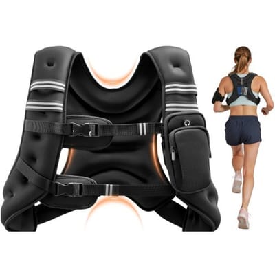 VEVOR Gewichtsvest 11,46 kg Trainingsvest met reflecterende strepen, verstelbare gesp en praktische opbergvakken, fitnessvest voor krachttraining, hardlopen, joggen, fitness en spieropbouw