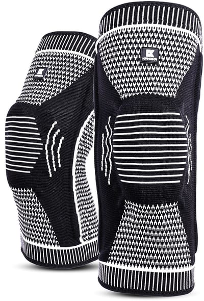 KANGKA® Kniebrace maat L – 1 Stuk - Kniebandage - Kniebescherming & Ondersteuning bij Sport, Artritis, Meniscus, Blessures – Compressie Knieband met Anti-Slip & Gelpad – Unisex