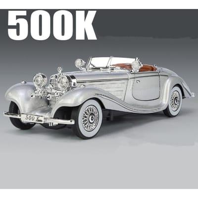 1:24 1936 Benzs 500K Legering Auto Model Diecast Metaal Speelgoed Klassiek Voertuig Auto Model Simulatie Geluid En Licht Verzameling Kinderen Cadeau