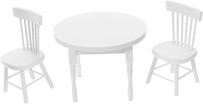 Poppenhuis Meubels - Miniatuur Tafel Stoelen - Rollenspel Spel - Veilig Houten Materiaal - 9 x 9 x 6.5 cm