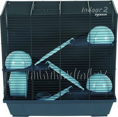 Zolux Blauw&Donkergrijs - - 29x51x47.5 cm Knaagdierenkooi - Konijn - Cavia - Rat - Chinchilla - Fret - Gerbil