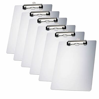 Set van 6 Aluminium A4 Klemborden met Rubberen Klem en Ophangoog - Onbreekbare en Stabiele Schrijfbladen