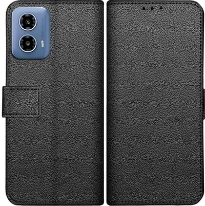 Just in Case hoesje geschikt voor Motorola Moto G34 Hoesje met Pasjeshouder - Bookcase Classic - Zwart
