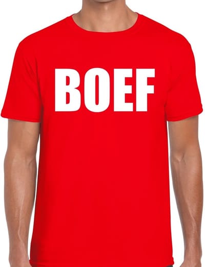 BOEF heren shirt rood - Heren feest t-shirts S
