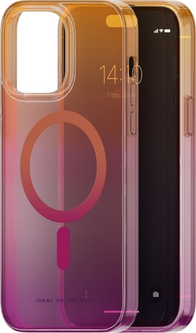 ideal of sweden met magnetische ring case geschikt voor Apple iphone 14 pro max vibrant ombre - clear