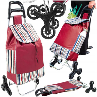 Rode boodschappentrolley met wielen, 35L, waterdicht, opvouwbaar