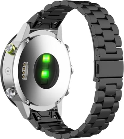 Stalen bandje - RVS - geschikt voor Garmin Fenix 5S / 5S Plus / 6S / 6S Pro / 7S / 7S Pro / 8 (43 mm) / Approach S12 / S42 / S70 42 mm / Epix Pro (Gen 2) 42 mm / D2 Delta S / Descent Mk2S / Mk3(i) 42 mm - zwart