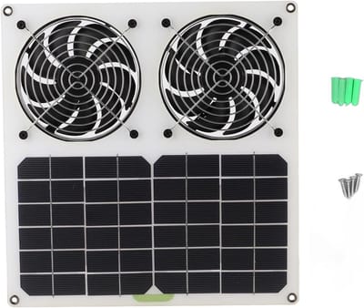 Zonnepaneel Ventilator - Zonne-uitlaatventilator - Luchtcirculatie Verbeteren - Dubbele Ventilator - 12 inch - Zwart