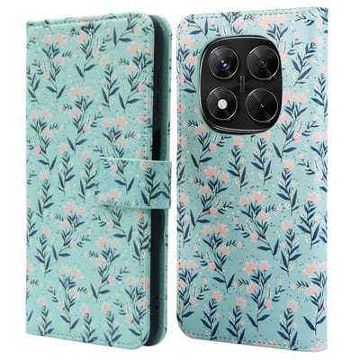 imoshion Hoesje - Geschikt voor Xiaomi Redmi Note 14 Pro Plus 5G - Design Bookcase smartphone - Blue Flowers