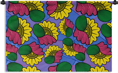 Wandkleed - Wanddoek - Bloemen - Patroon - Afrika - 90x60 cm - Wandtapijt