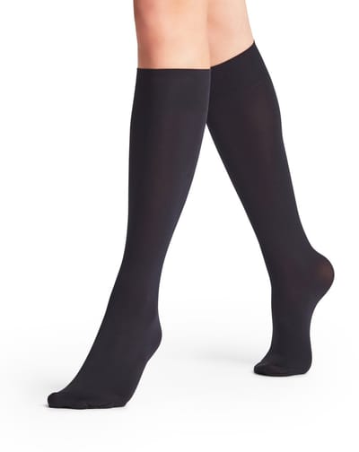 FALKE Seidenglatt eenkleurig materiaal ondoorzichtig 40 DEN kniekousen dames blauw - maat 35-38