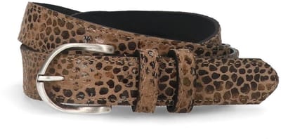 Manfield - Dames - Bruine leren panterprint riem - Maat 095