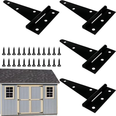 Set van 4 deurhengsels met schroeven, 100 mm T-vormige scharnieren voor houten deuren, gegalvaniseerd en universeel inzetbaar