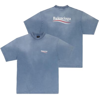 Balenciaga 764235 Tiv52 9798 Political Crack Kunstwerk Heren Korte Mouw T-shirt 764235 TIV52 9798 (XL) gray