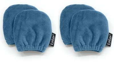 KipKep Baby wantjes (ook Antikrab) - 2 paar - Blue Heaven (blauw, nicky katoen velour) - Voordeelpak