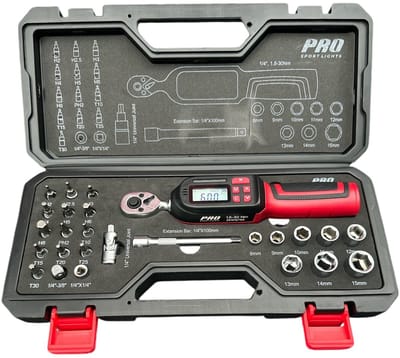 Momentsleutel Fiets 26-delig Set Digitaal 1,5-30 Nm 1/4" Momentsleutelset Digital