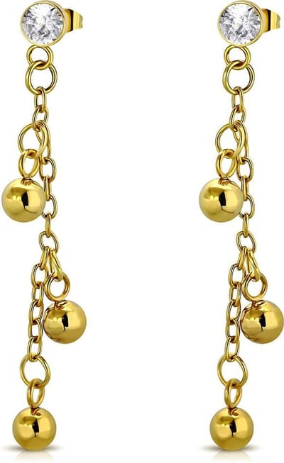Amanto Oorbellen Bela G - 316L Staal - Bolletjes - 52x4mm