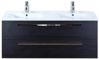 Seville Badmeubelset 120 cm - 2 Laden Black Oak - Wastafel Enjoy Dubbel