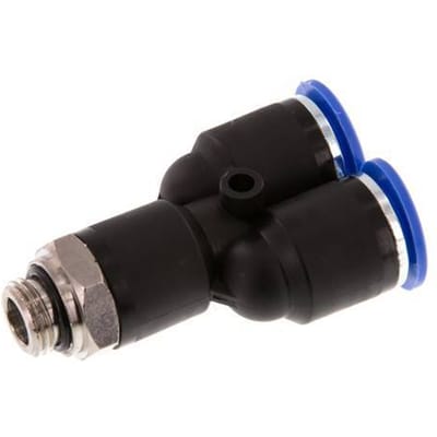 12mm x G1/4'' Y-koppeling Messing/PA 66 Insteekfitting Buitendraad Draaibaar NBR