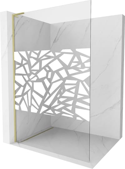 Mexen Kioto L douchewand Walk-in 70 x 200 , wit patroon, goud geborsteld - 800-070-103-55-85