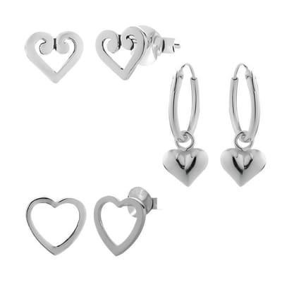 Zilveren oorbellen set - drie hartjes - luxe cadeau voor vrouwen