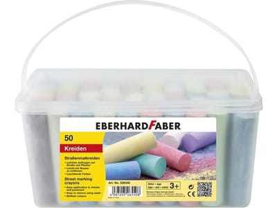 Eberhard Faber stoepkrijt - 50 stuks - in plastic bak - assorti - EF-526550
